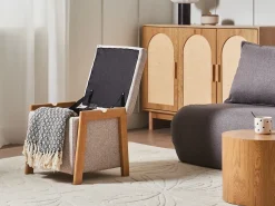 Pouf contenitore EDLAND Tessuto 45 cm 43 cm Beige