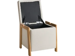 Pouf contenitore EDLAND Tessuto 45 cm 43 cm Beige chiaro