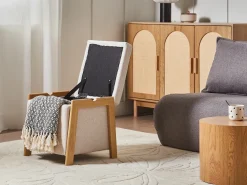 Pouf contenitore EDLAND Tessuto 45 cm 43 cm Beige chiaro