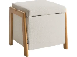 Pouf contenitore EDLAND Tessuto 45 cm 43 cm Beige chiaro