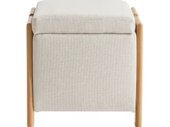 Pouf contenitore EDLAND Tessuto 45 cm 43 cm Beige chiaro