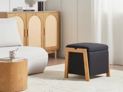 Pouf contenitore EDLAND Tessuto 45 cm 43 cm Nero