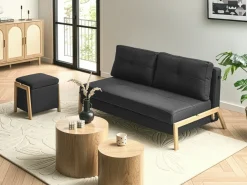 Pouf contenitore EDLAND Tessuto 45 cm 43 cm Nero