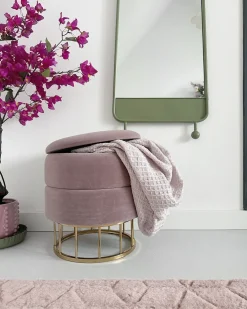 Pouf contenitore ELGIN Velluto Rosa