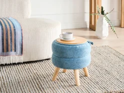 Pouf contenitore HAWLEY Ciniglia Blu