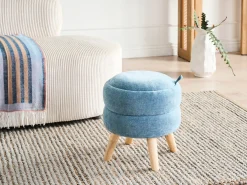 Pouf contenitore HAWLEY Ciniglia Blu