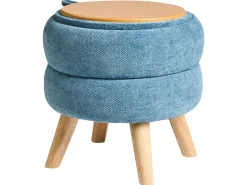 Pouf contenitore HAWLEY Ciniglia Blu