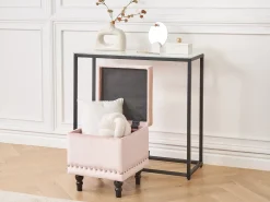 Pouf contenitore LORETTO Velluto Rosa pastello