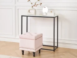 Pouf contenitore LORETTO Velluto Rosa pastello