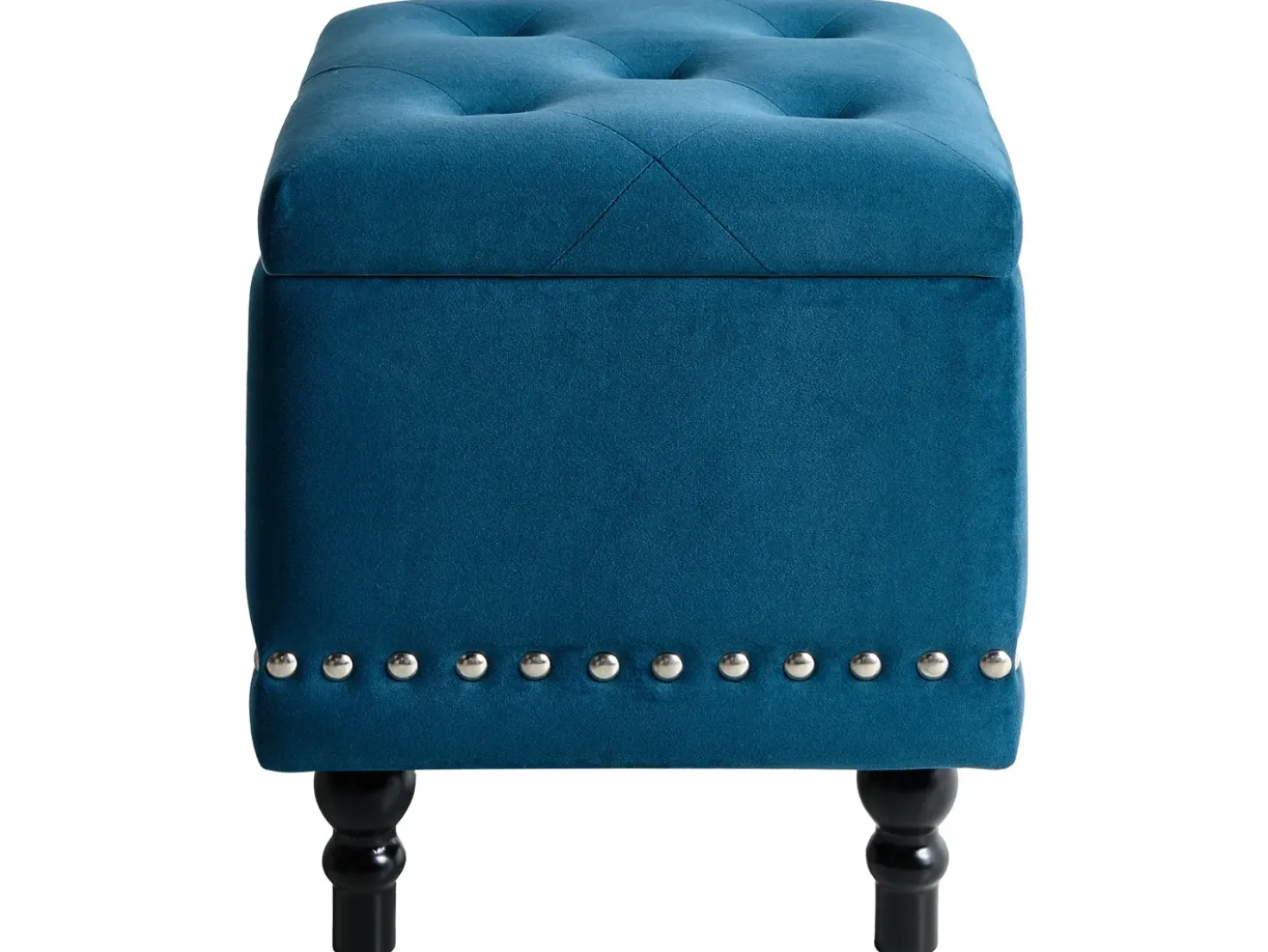 Pouf contenitore LORETTO Velluto Blu scuro