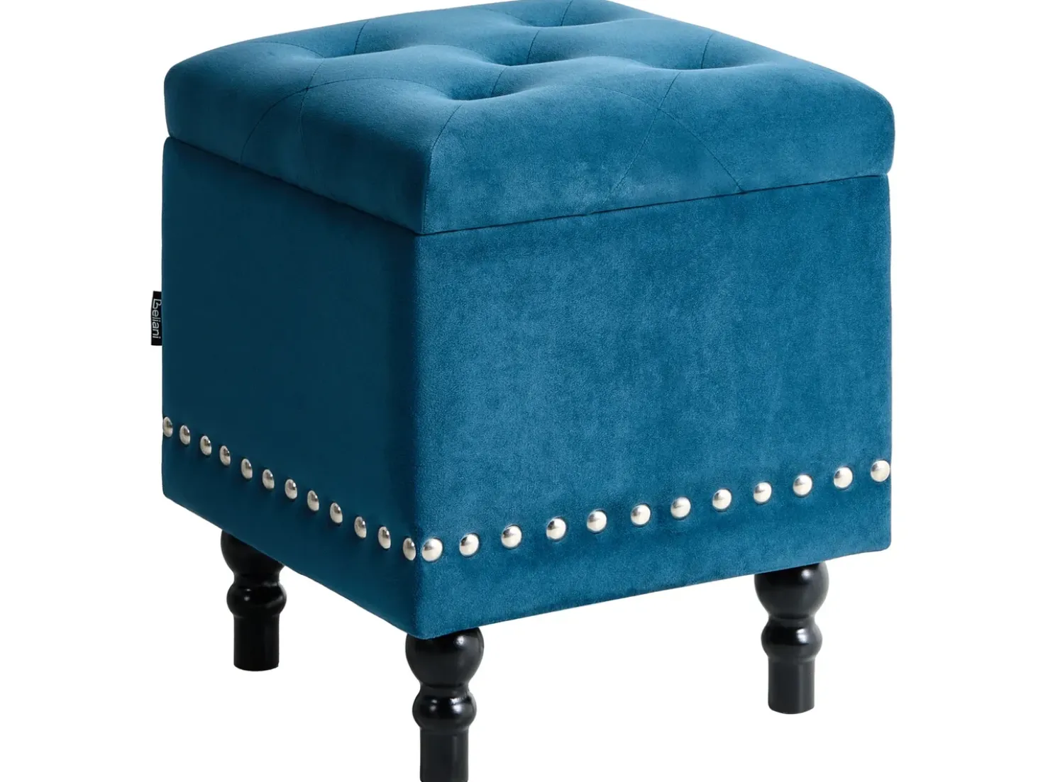 Pouf contenitore LORETTO Velluto Blu scuro