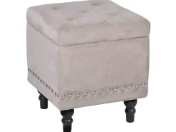 Pouf contenitore LORETTO Velluto Beige