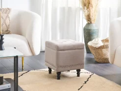 Pouf contenitore LORETTO Velluto Beige