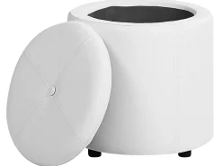 Pouf contenitore MARYLAND Pelle sintetica Bianco