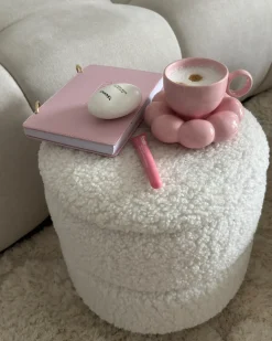 Pouf contenitore OGDEN Bouclé Bianco