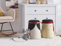 Pouf contenitore per bambini APACHE Lino sintetico Beige