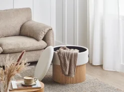 Pouf contenitore RICHEY Bouclé Bianco sporco