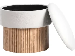 Pouf contenitore RICHEY Bouclé Bianco sporco