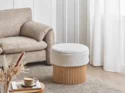 Pouf contenitore RICHEY Bouclé Bianco sporco