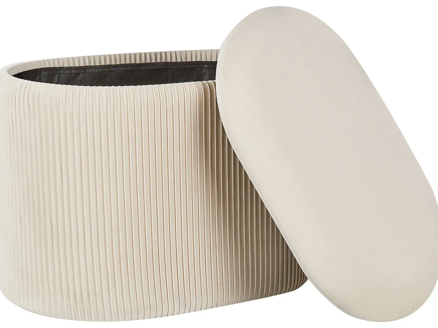 Pouf contenitore RICHLAND Velluto Beige chiaro