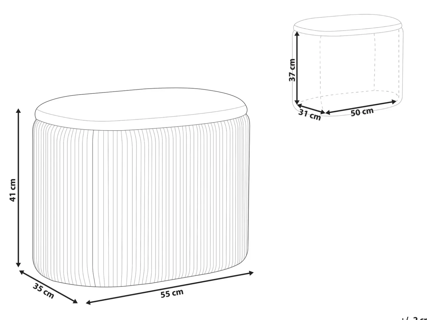 Pouf contenitore RICHLAND Velluto Grigio chiaro