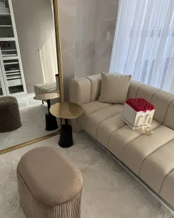 Pouf contenitore RICHLAND Velluto Beige