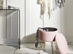 Pouf contenitore SILAS Velluto Rosa pastello