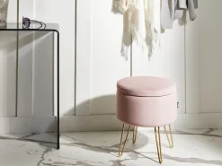 Pouf contenitore SILAS Velluto Rosa pastello