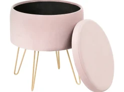 Pouf contenitore SILAS Velluto Rosa pastello
