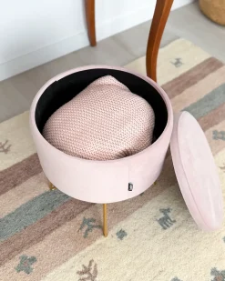 Pouf contenitore SILAS Velluto Rosa pastello