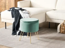 Pouf contenitore SILAS Velluto Verde menta