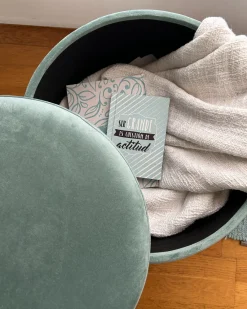 Pouf contenitore SILAS Velluto Verde menta