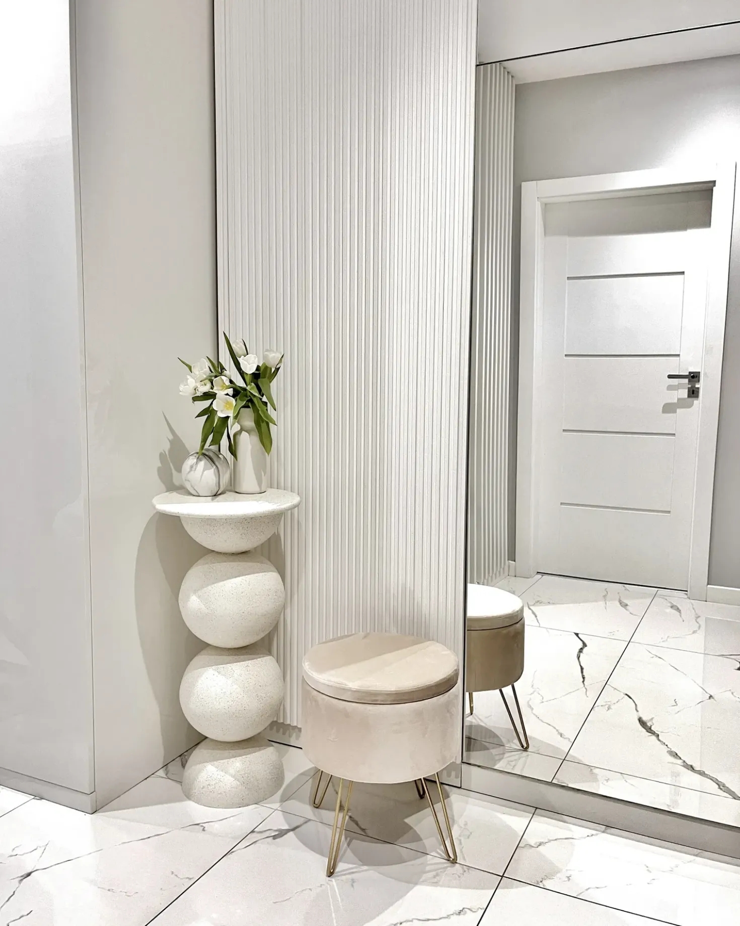 Pouf contenitore SILAS Velluto Beige chiaro