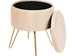Pouf contenitore SILAS Velluto Beige chiaro