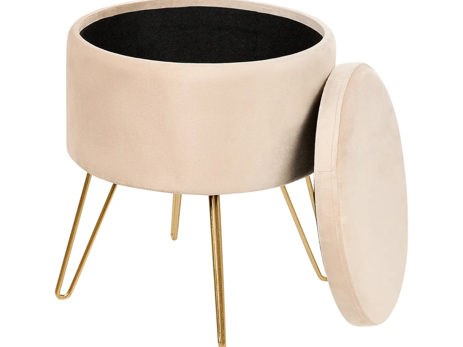 Pouf contenitore SILAS Velluto Beige chiaro