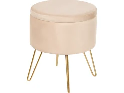 Pouf contenitore SILAS Velluto Beige chiaro