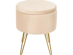 Pouf contenitore SILAS Velluto Beige chiaro