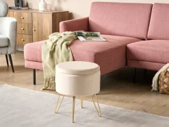 Pouf contenitore SILAS Velluto Beige chiaro