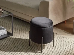 Pouf contenitore WENONA Velluto Nero