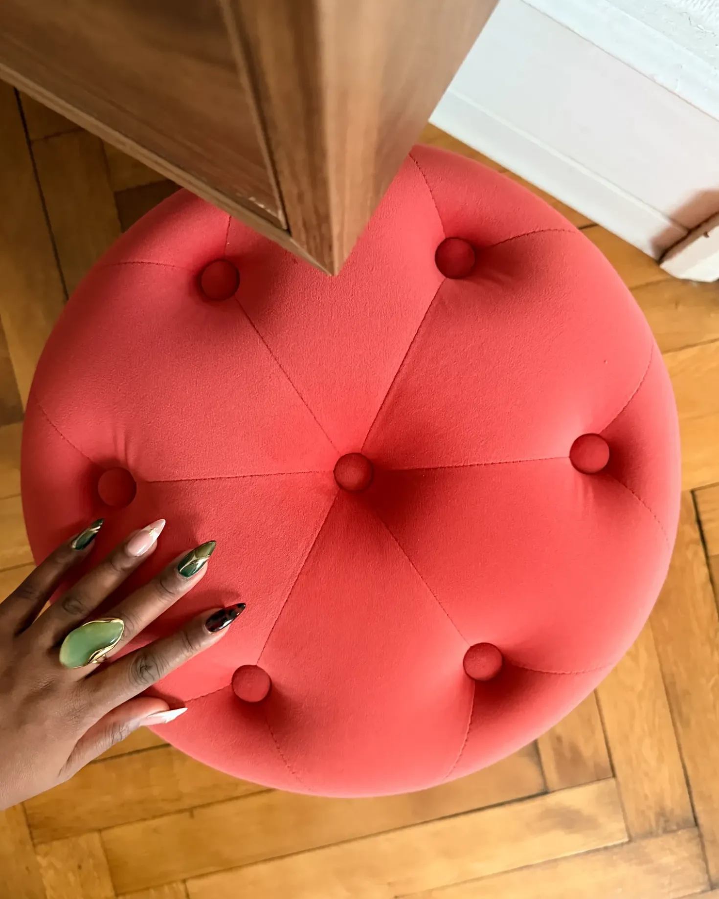 Pouf COROLLA Velluto Corallo
