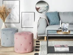 Pouf COROLLA Velluto Grigio chiaro