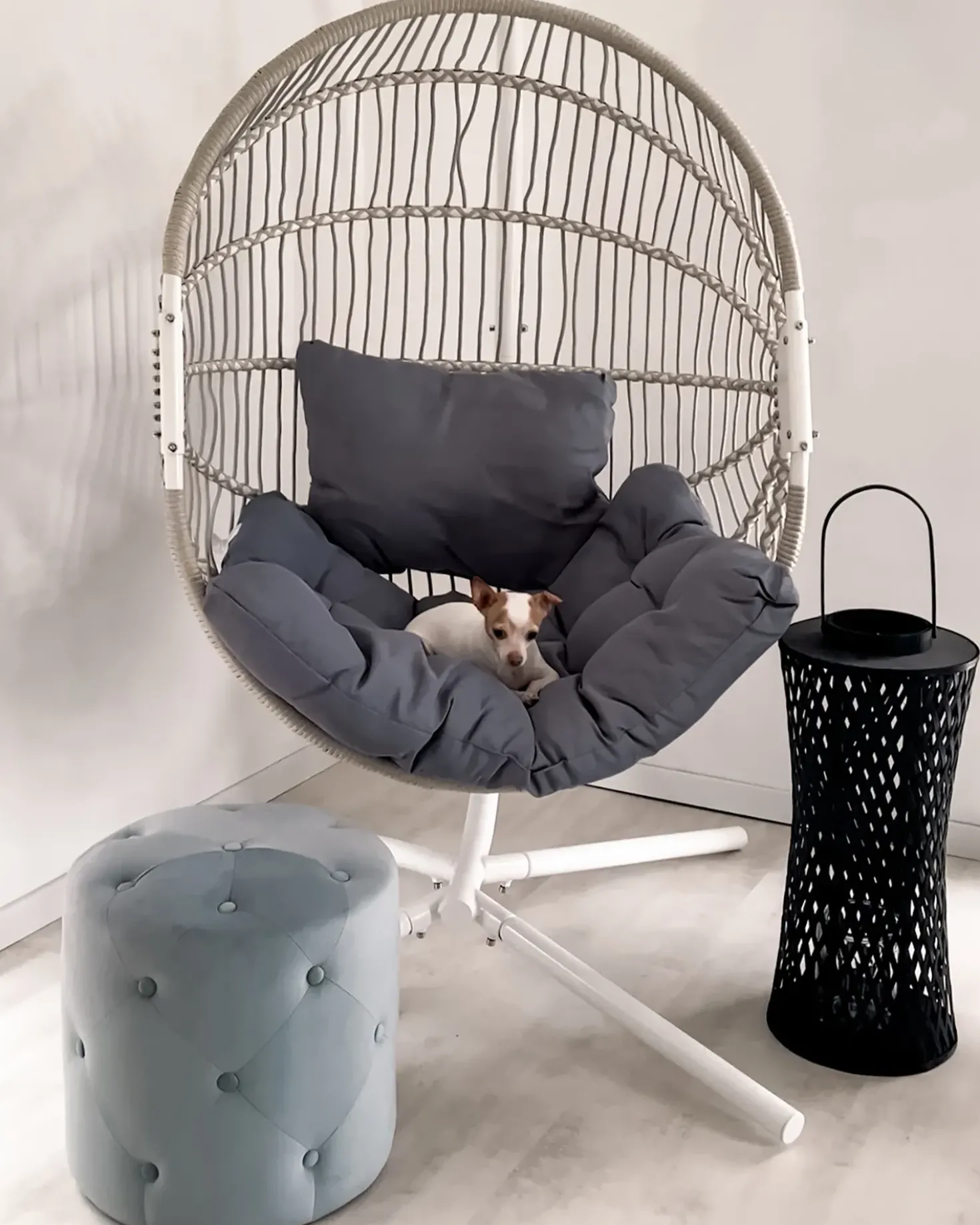 Pouf COROLLA Velluto Grigio chiaro