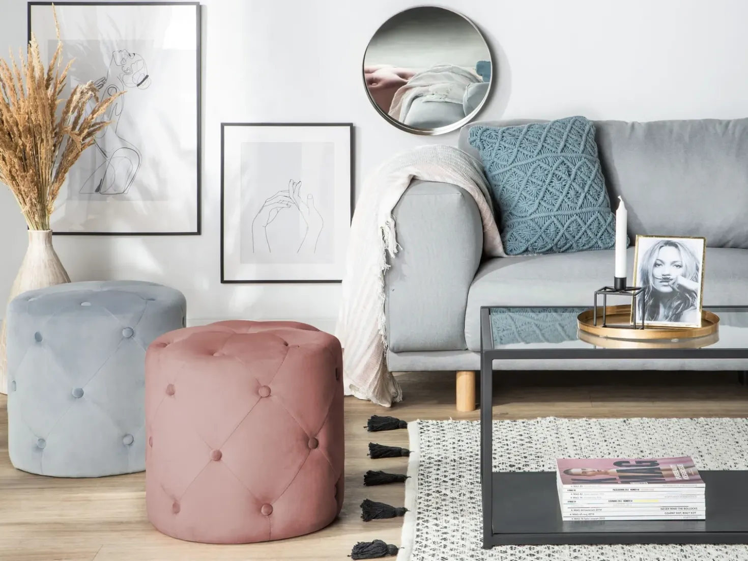 Pouf COROLLA Velluto Rosa