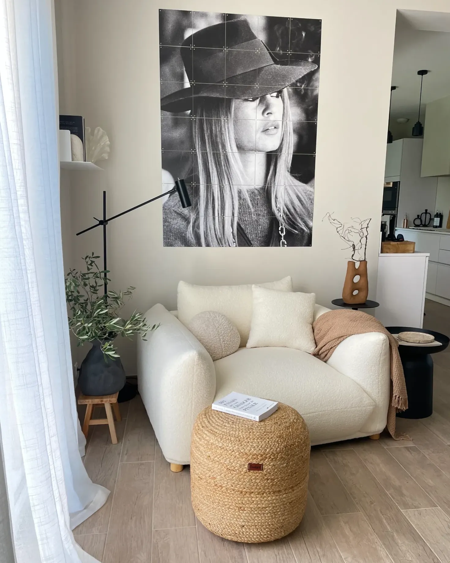 Pouf DALAMA Iuta Beige sabbia