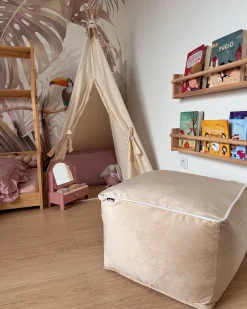 Pouf DAREYN Velluto Beige sabbia