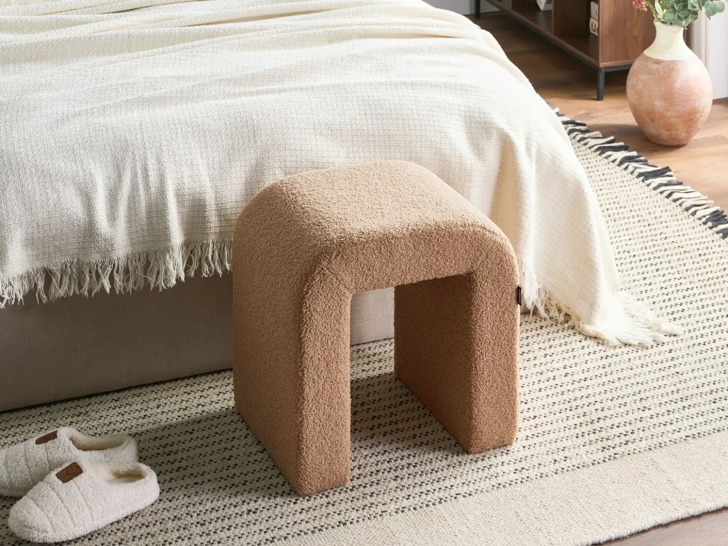 Pouf ESTES Bouclé Marrone chiaro