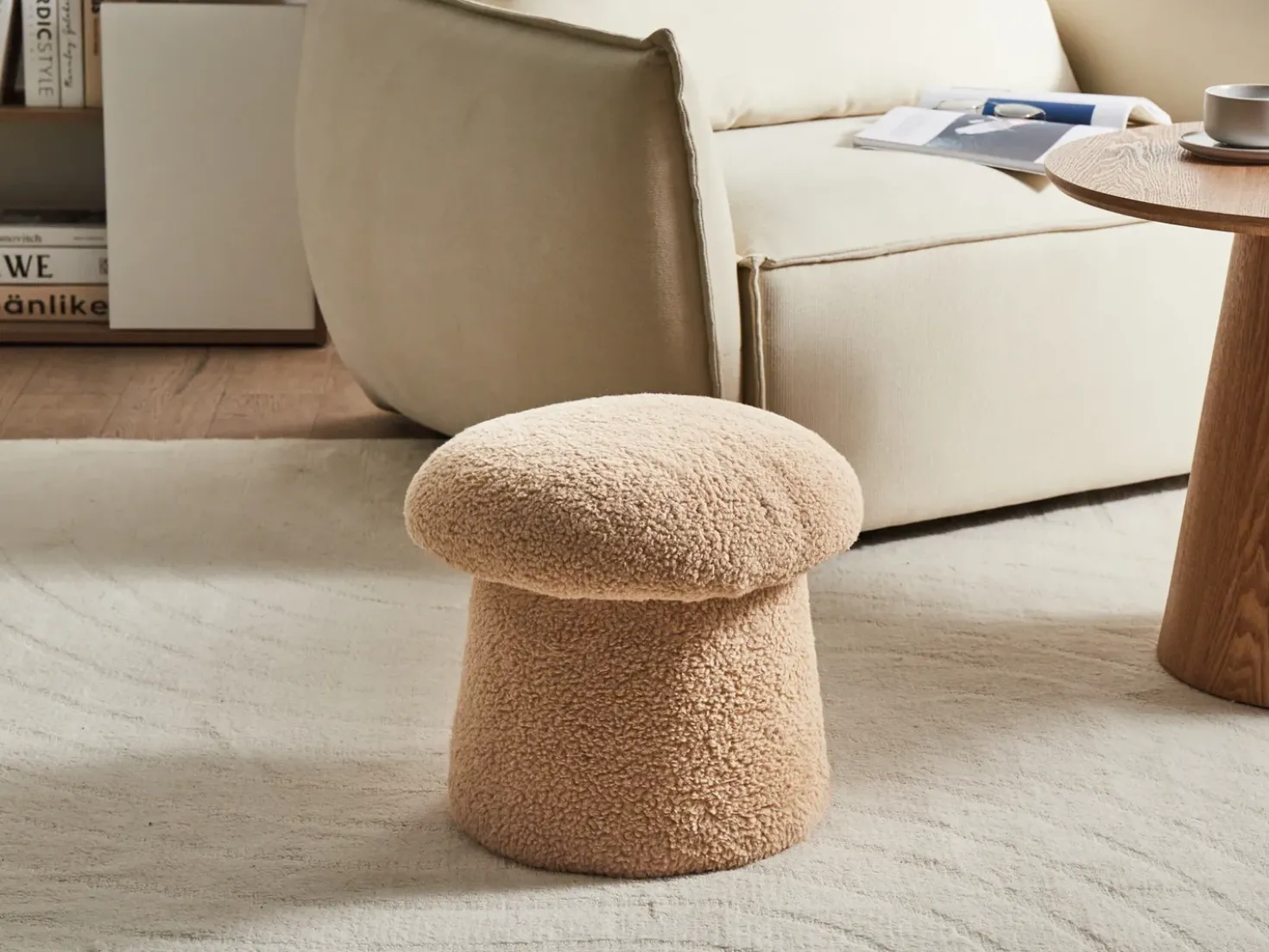 Pouf EUFAULA Bouclé Beige