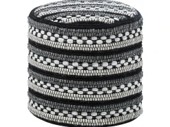 Pouf GUNTUR Lana Nero/Bianco