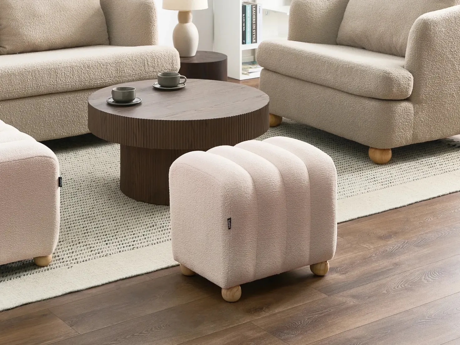 Pouf IDYLLWILD Bouclé Bianco sporco