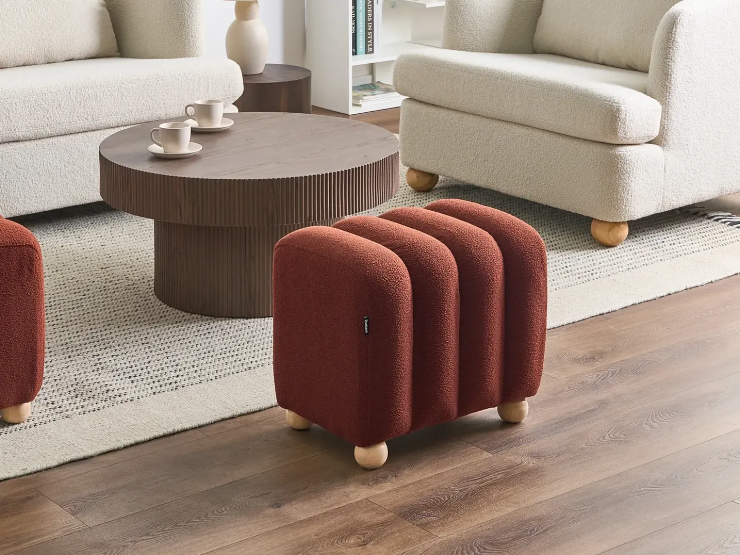 Pouf IDYLLWILD Bouclé Marrone dorato